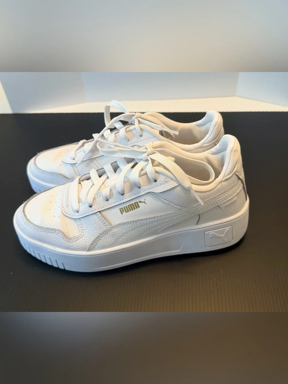 Puma Cream-White Elevated Lace-Up Sneakers